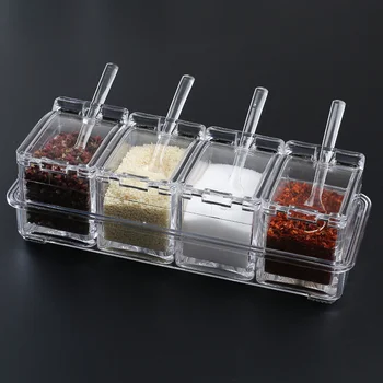 

Spice box creative salt shaker household combination set glass seasoning box storage box kitchen seasoning jar wx9061806