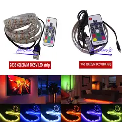 Светодиодные ленты света 5050 2835 SMD RGB бар ТВ белый комплект освещения + 17Key RGB USB удаленного Управление DC5V