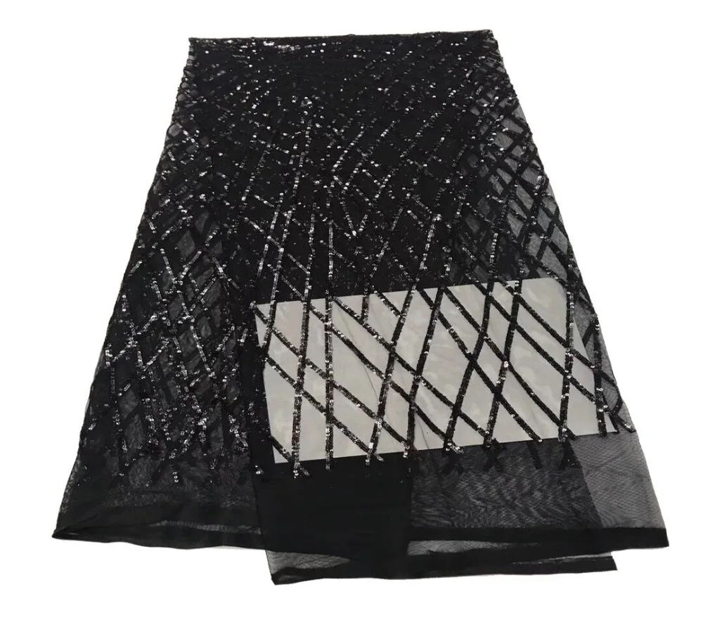 

Organza Lace Fabrics High Quality 2018 Lace of Sequins Fashion Grid Skirt