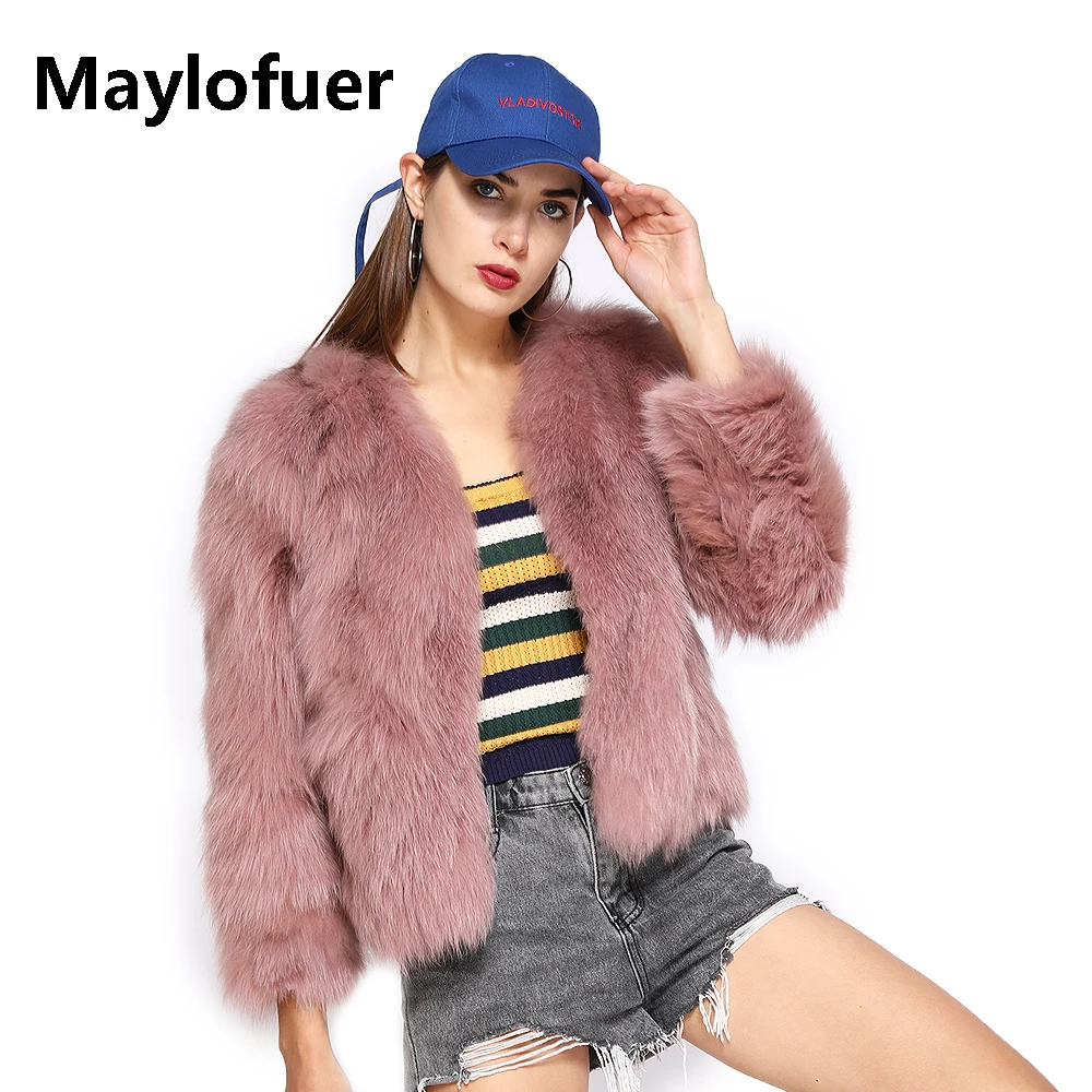 Новинка от Maylofuer женская теплая зимняя короткая Меховая куртка верхняя одежда