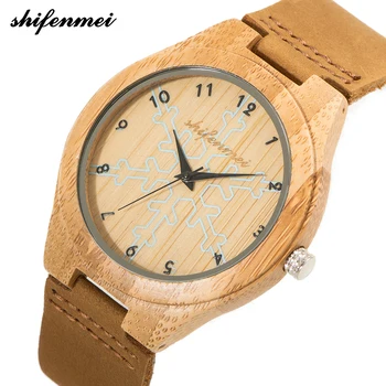 

Shifenmei Wooden Watches Men's Leather Band Wooden Men's Watch Luxury Clock Male Sports Watch zegarek damski S5538