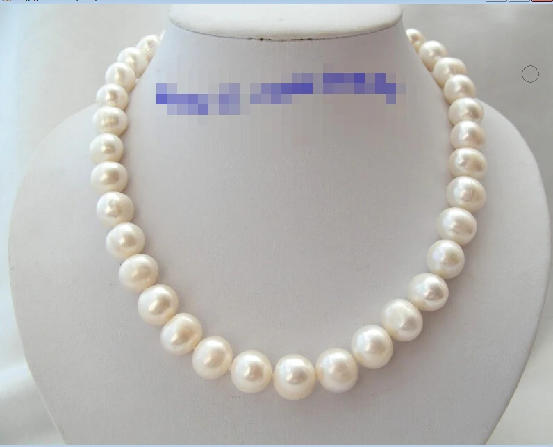 stunning super big 14mm round white freshwater pearl necklace silver clasp | Украшения и аксессуары