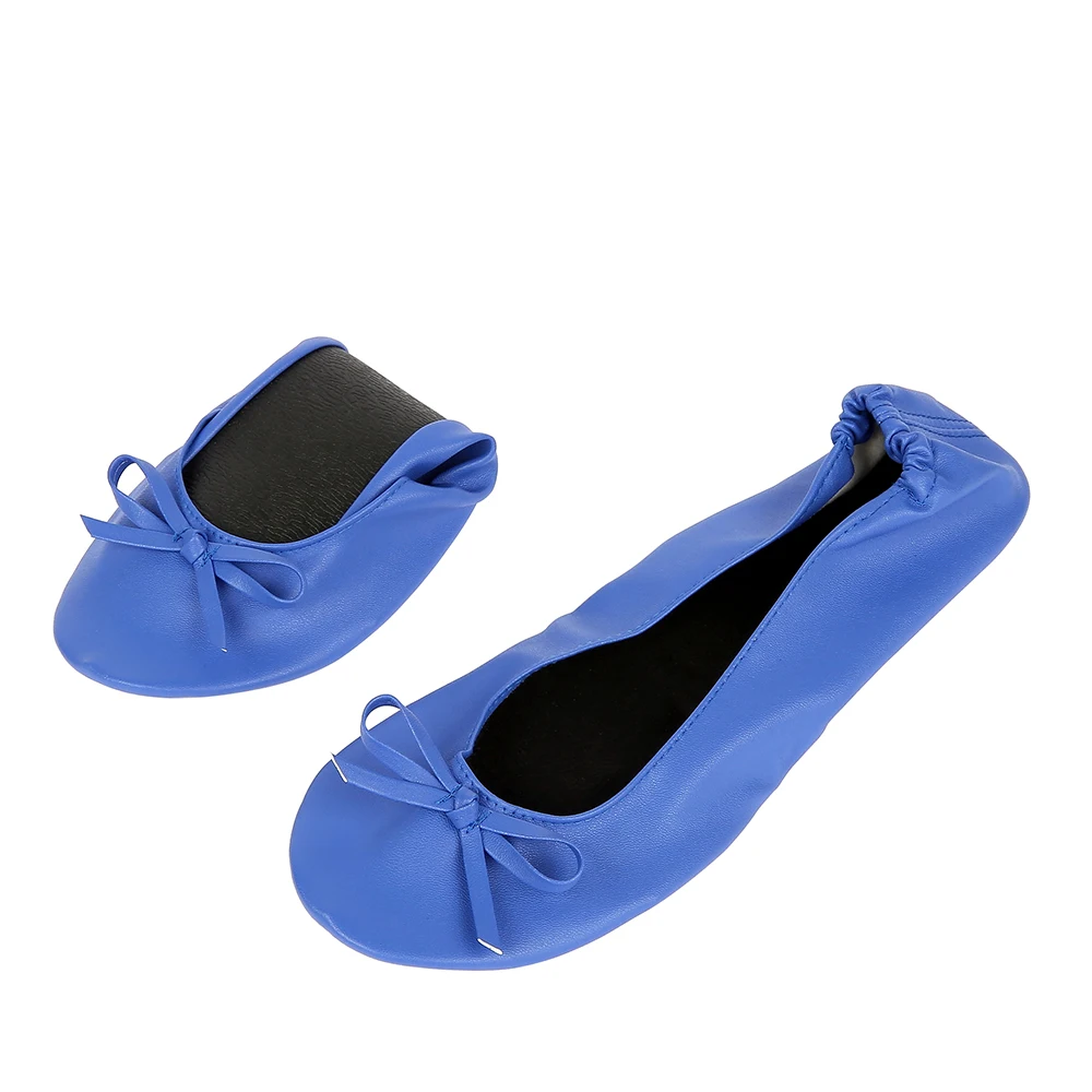 Blue Shoes Flats Portable Fold Up Ballerina Flat Shoes Roll Up Foldable Ballet After Party Shoes For Bridal Wedding Party Favor