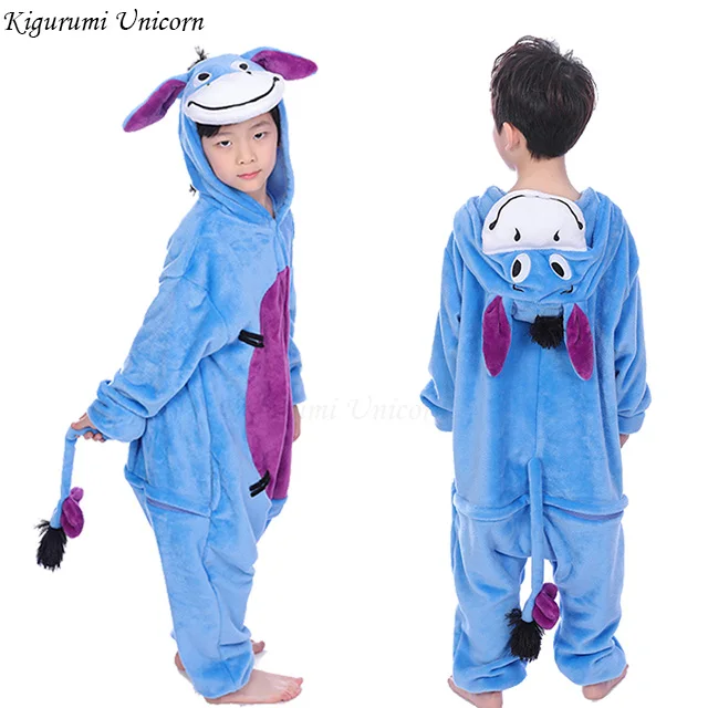 Детские пижамы с единорогом для мальчиков и девочек; фланелевые детские пижамы; комплект одежды для сна с животными; зимние пижамы с единорогом - Цвет: monkey