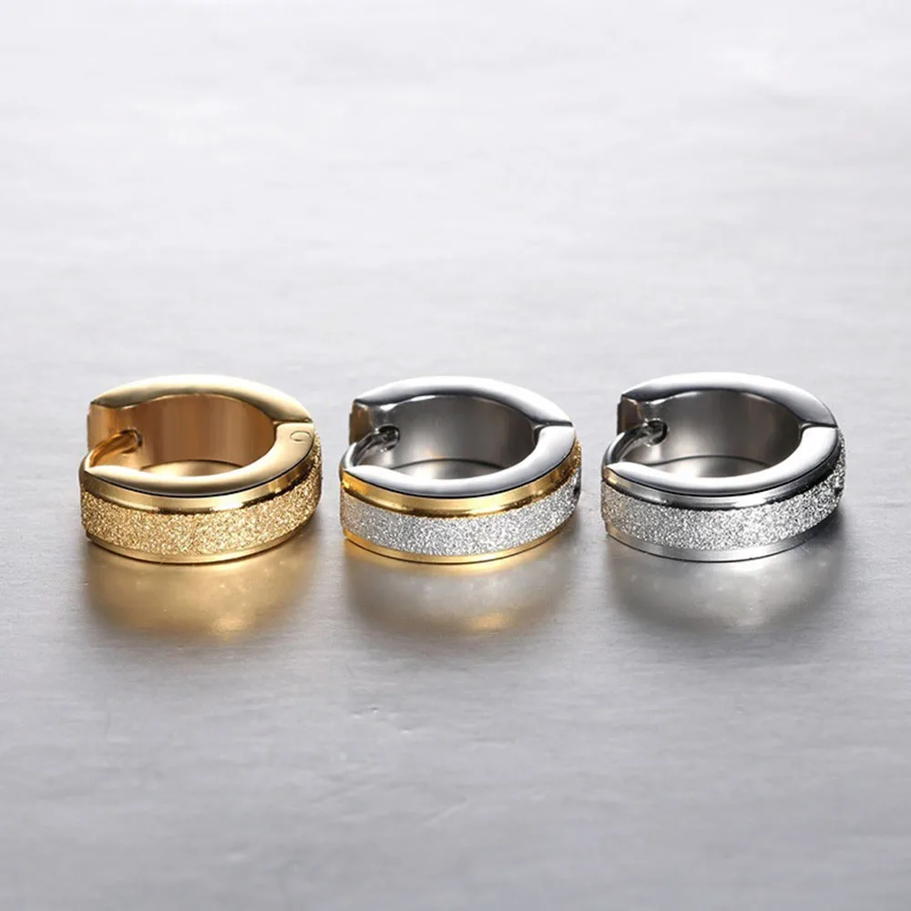 

1 Pair Simple Circle Stainless Steel Hoop Earrings Jewelry Dull Polish Exquisite Unisex Fashion Women Punk Style Hoop Earrings