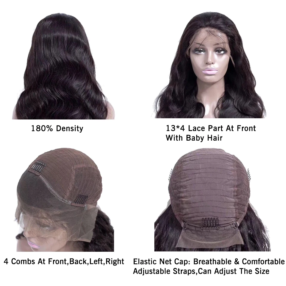 13X4 Lace Front Human Hair Wigs Pre Plucked Nature Hairline Lace Front Wigs With Baby Hair Remy Hair Brazilian Body Wave Wigs (69)