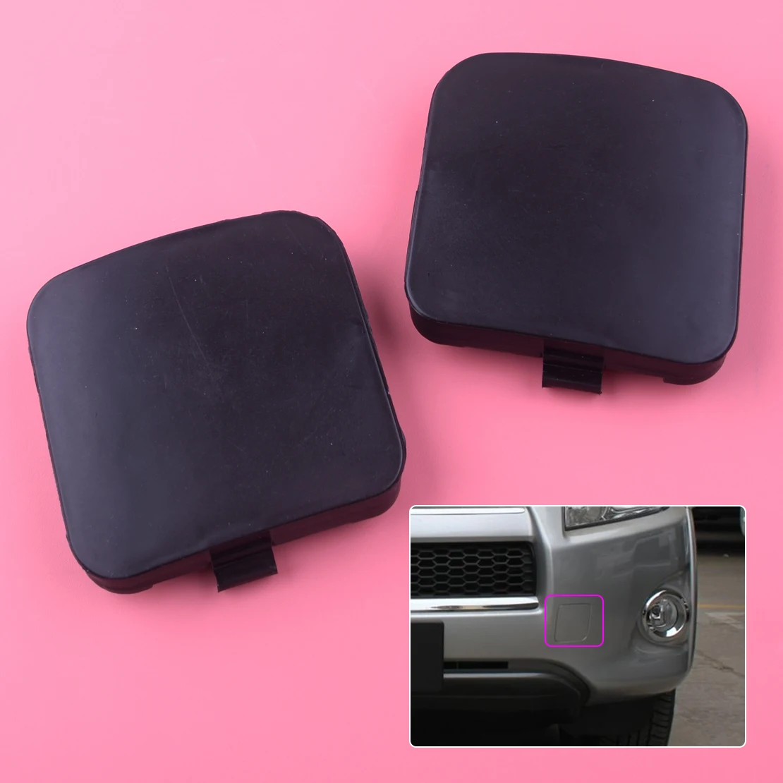

DWCX 2pcs Front Left & Right Car Bumper Trailer Tow Hook Eye Covers Caps Fit For Toyota RAV4 2009 2010 2011 2012