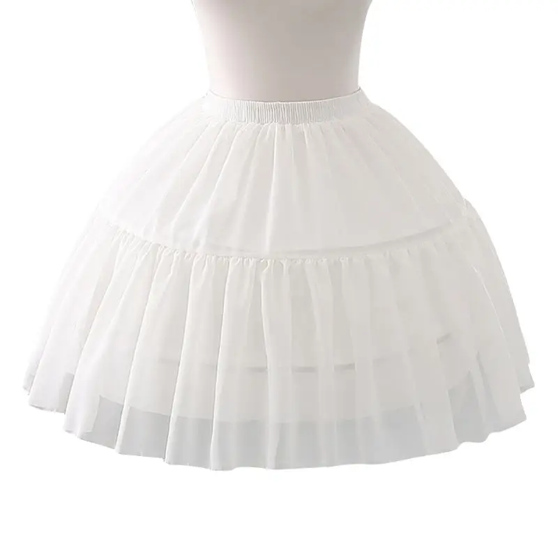

Women Girls Multi Layer Cosplay Lolita Underskirt Elastic Waistband Single Steel Loop Bridal Wedding Dress Petticoat White HM