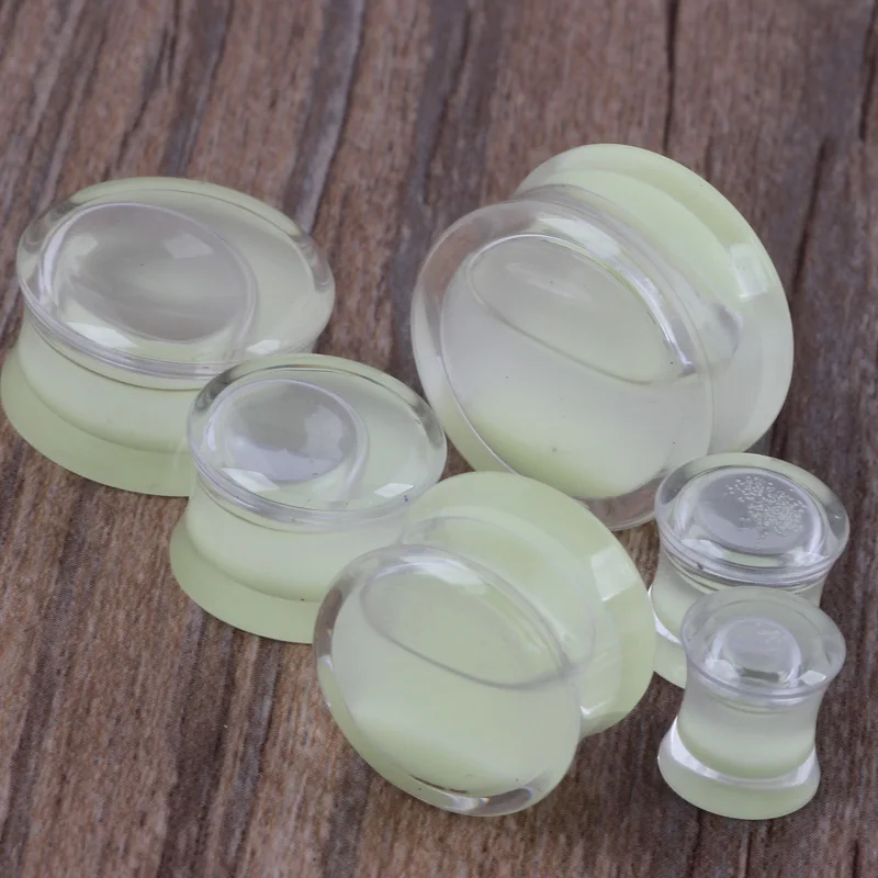 Wholesale 60pcs/lot Mix 6-16mm New Style Acrylic Body Jewelry Glow In the Dark Liquid Ear Flesh Tunnel Plug Fit Gagues