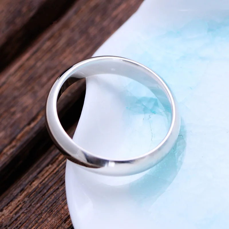 100% Pure 925 Sterling Silver Rings For Women Men Simple Ring Smooth High Polishing Wedding Band Ring For Lovers Couples Gift