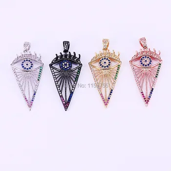 

6PCS Fashion Jewelry Pave CZ Cubic Zirconia Arrow Eyes Pendants Charms for Women Jewelry Making