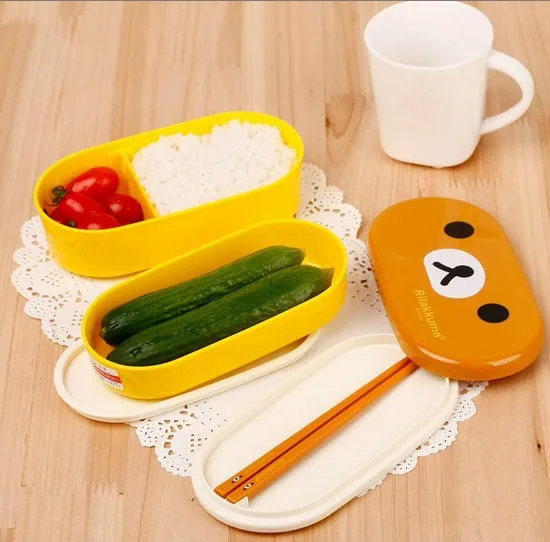 1 шт медведь сохранение тепла двухслойная коробка Rilakkuma Bento Ланч-бокс 16,5*8 см