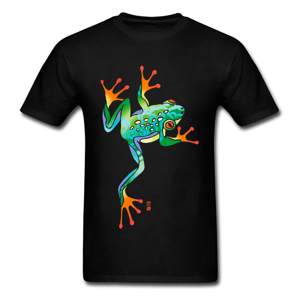 Crewneck RAINBOW TREE FROG 100% Cotton Man T Shirt Funny Short Sleeve Tops & Tees 2018 Fashion Casual Tops T Shirt RAINBOW TREE FROG black