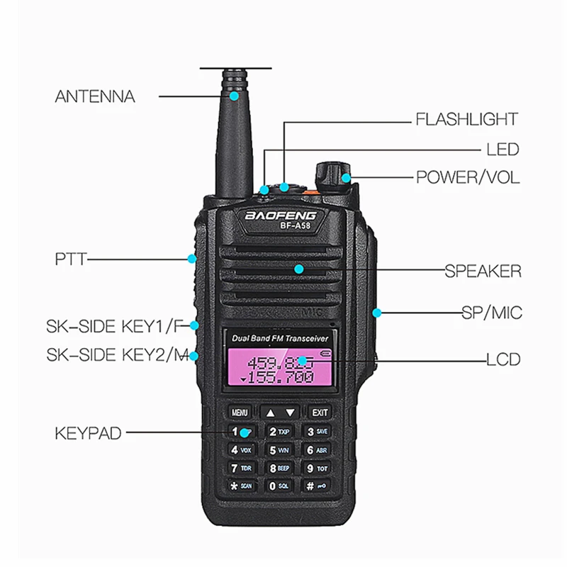 Baofeng A58 рация IP67 водонепроницаемая двухсторонняя радиостанция 5 Вт