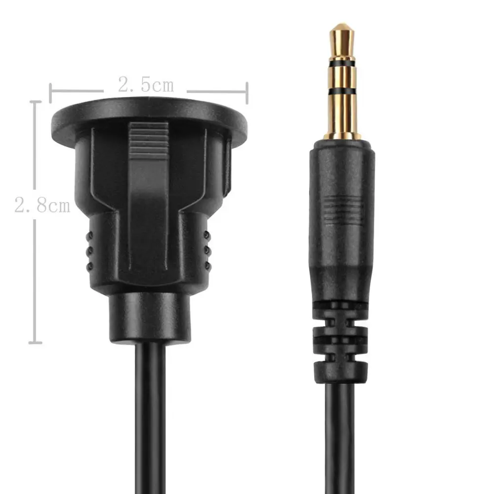 Lonleap 3.5mm AUX Dash Flush Mount Extension Cable Male to Female Dashboard Panel for Car Boat Motorcycle Styling