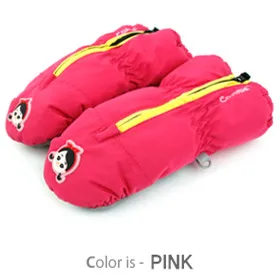 Детские зимние перчатки из Южной Кореи, лыжные перчатки с героями мультфильмов для девочек и мальчиков, зимние теплые водонепроницаемые ветрозащитные перчатки с подвеской для снега - Цвет: Pink