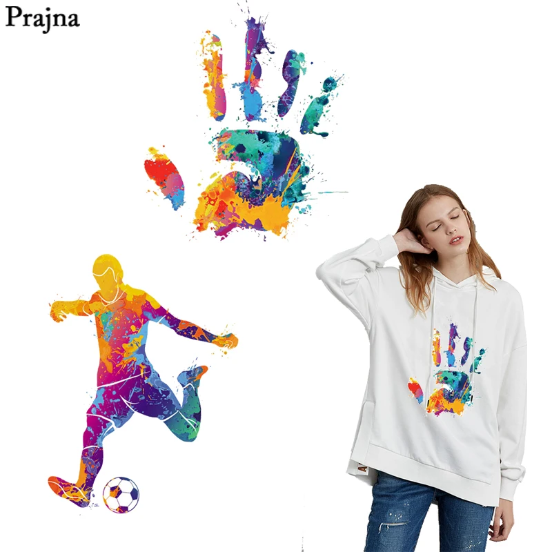Prajna разноцветный Железный На переноске Спорт Человек Футбол ручная печать