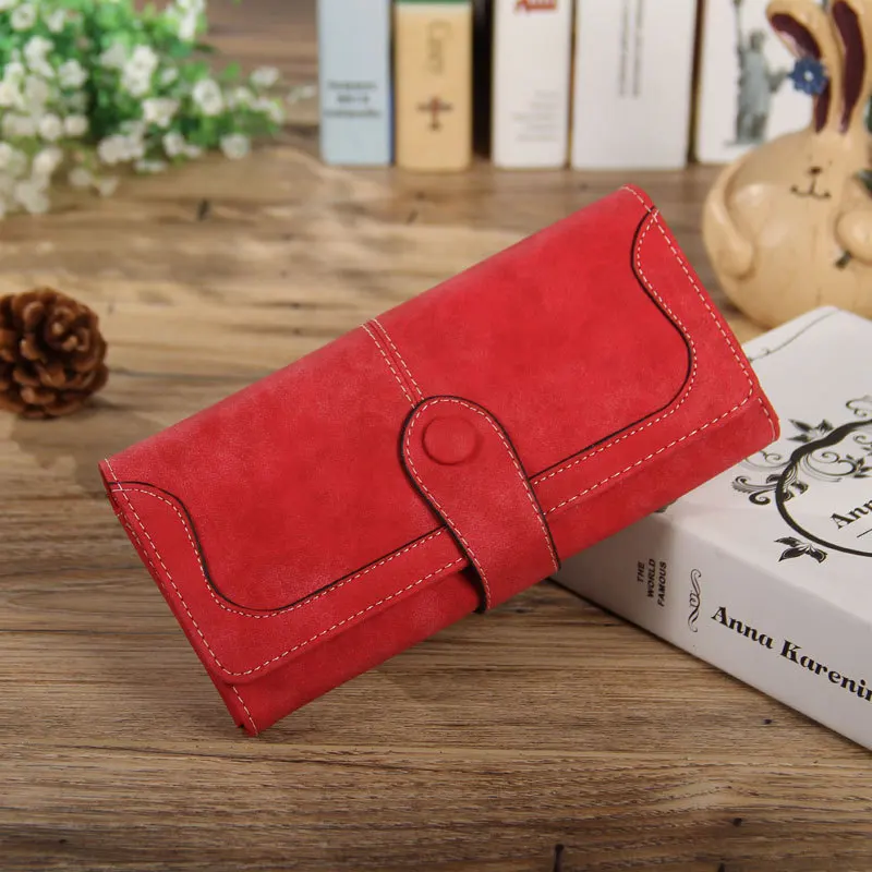 

Free Shipping ! Women Wallet Retro Ladies Wallet Female Long Wallet Genuine Leather 17 Cards Three Fold Rfid
