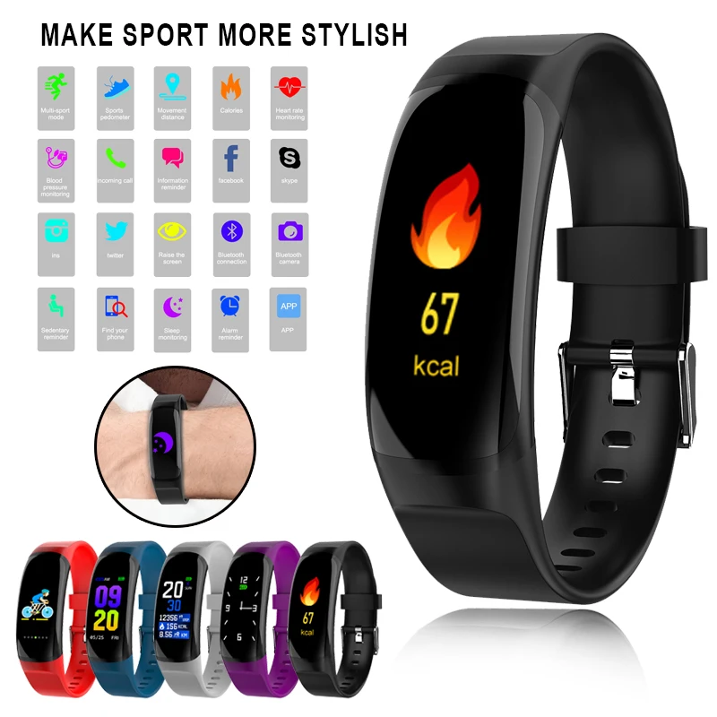 

Bluetooth Smart Band MK04 Smartband Heart Rate Monitor Fitness Tracker Bracelet Color Screen For Android IOS PK mi band 3