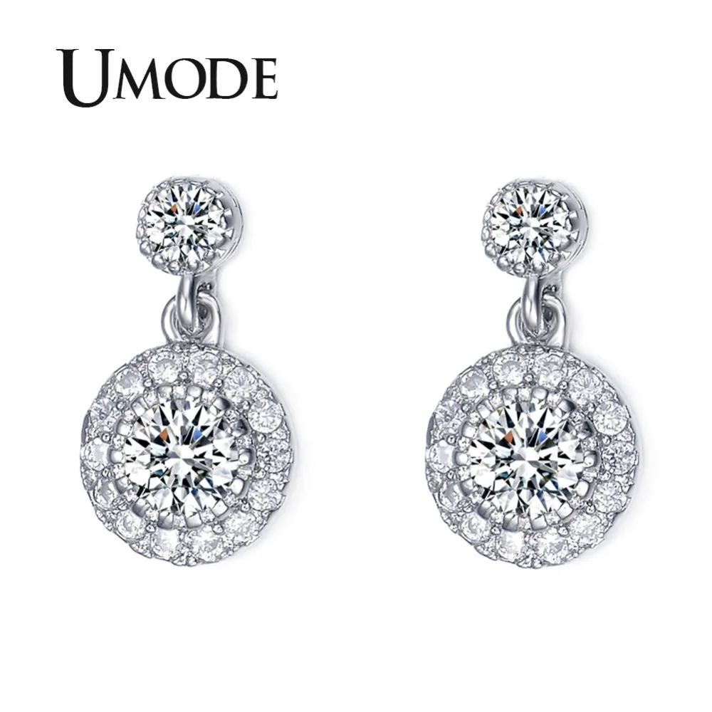 Umode новый 2014 белый позолоченный серьги стержня с Высокое качество швейцарский