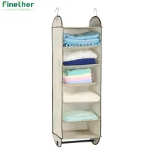 Ship From US Finether Foldable 6 Shelf Fabric Hanging Storage