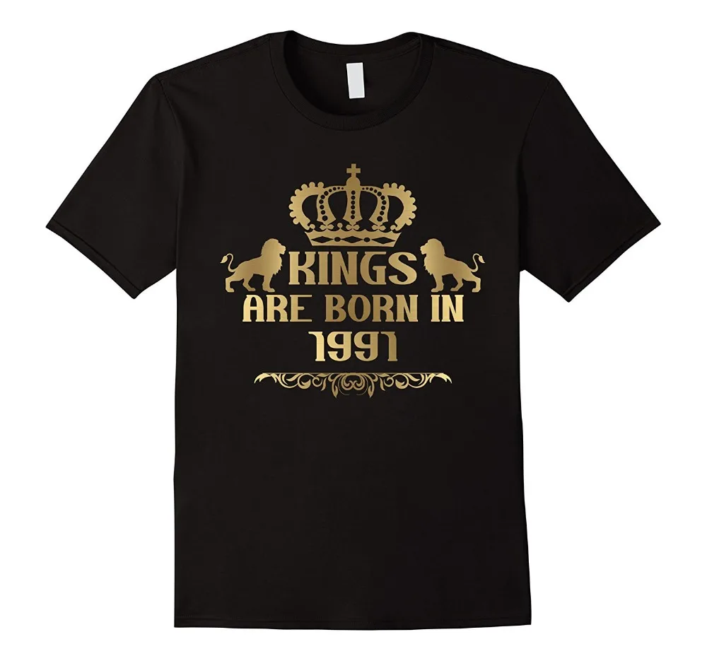 Graphic Shirts Print Kings Are Born in 1991 Birthday T Shirt Crew Neck ...