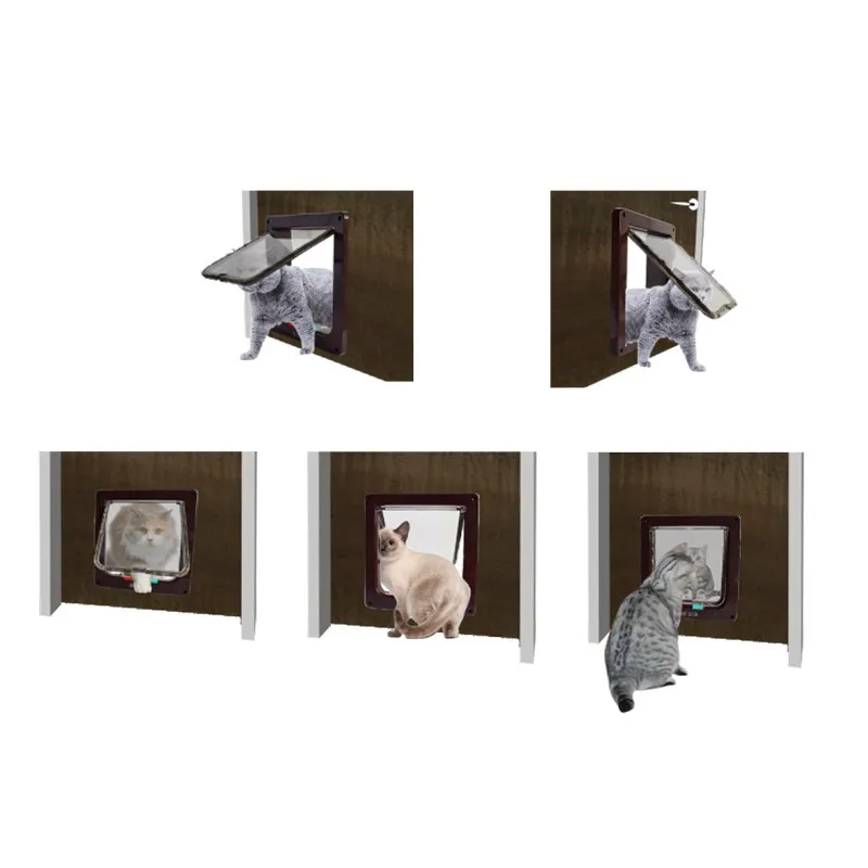 

Intelligent Control 4 Way Safe Cat Gate Doors ABS Animal Small Pet Cat Dog Door Pet Supplies Flap Door Pet Kitten door