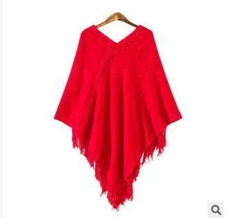 

New Arrival 4 Colors 2020 Spring Women V Neck Batwing Stripes Fringed Stitching Irregular Tops Poncho Shawl Cape Sweater SW453