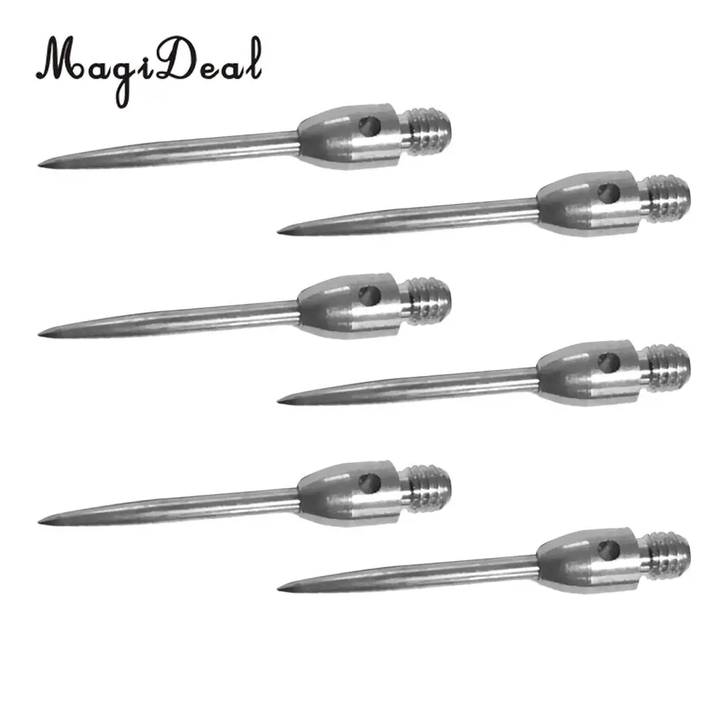MagiDeal 6 Pieces 2BA Thread Darts Steel Tips Conversion Dart Tip Points Silver