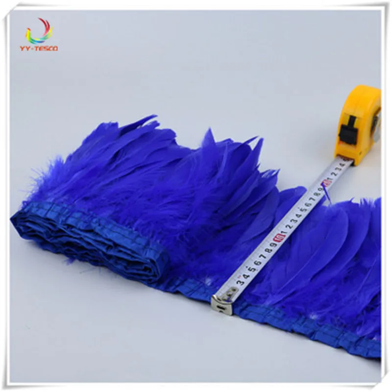 10 ярдов сапфир украшение из гусиных перьев окрашенные с гусиными перьями 15-20 см украшение из гусиных перьев для карнавальные украшения - Цвет: Royal blue