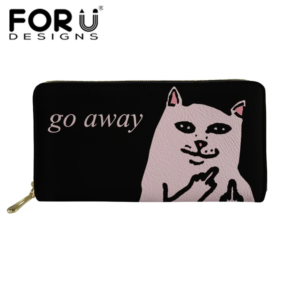 FORUDESIGNS Go Away Cat 2018 женский кошелек с 3D принтом Женский на молнии несколькими