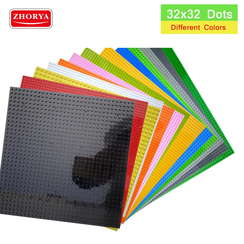 

Zhorya 10 Color 32*32 Dots Baseplate Board for Small Bricks Compatible Legoing figures DIY Building Blocks Toys For Children