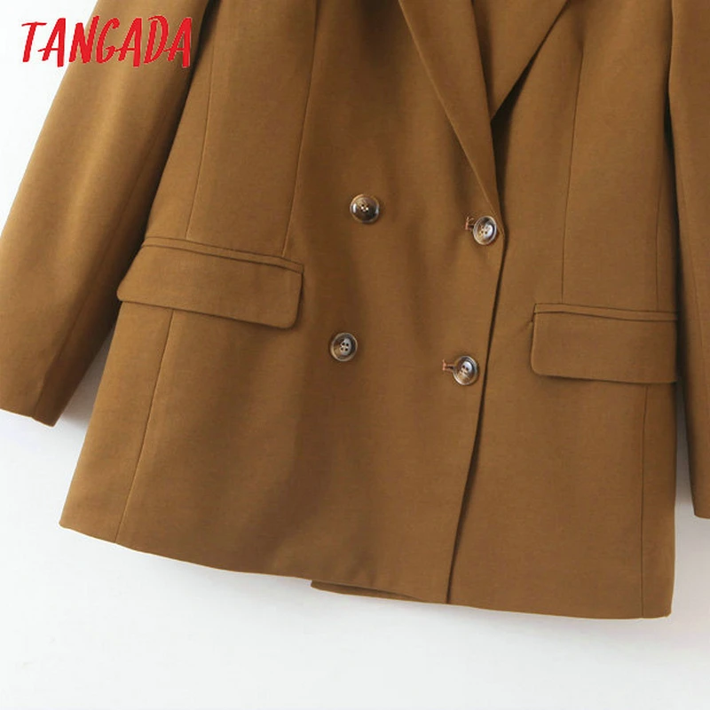 Tangada двубортный жакет двубортный пиджак коричневый блейзер коричневый жакет коричневый пиджак прямого кроя пиджак оверсайз жакет оверсайз классический пиджак классический жакет осень зимаSL430
