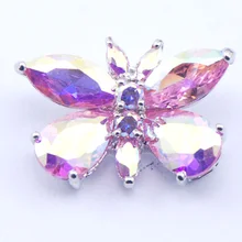 New Rose Simulado Rainbow Mystic Topaz Mujer 925 Plata Cristal colgante TE371
