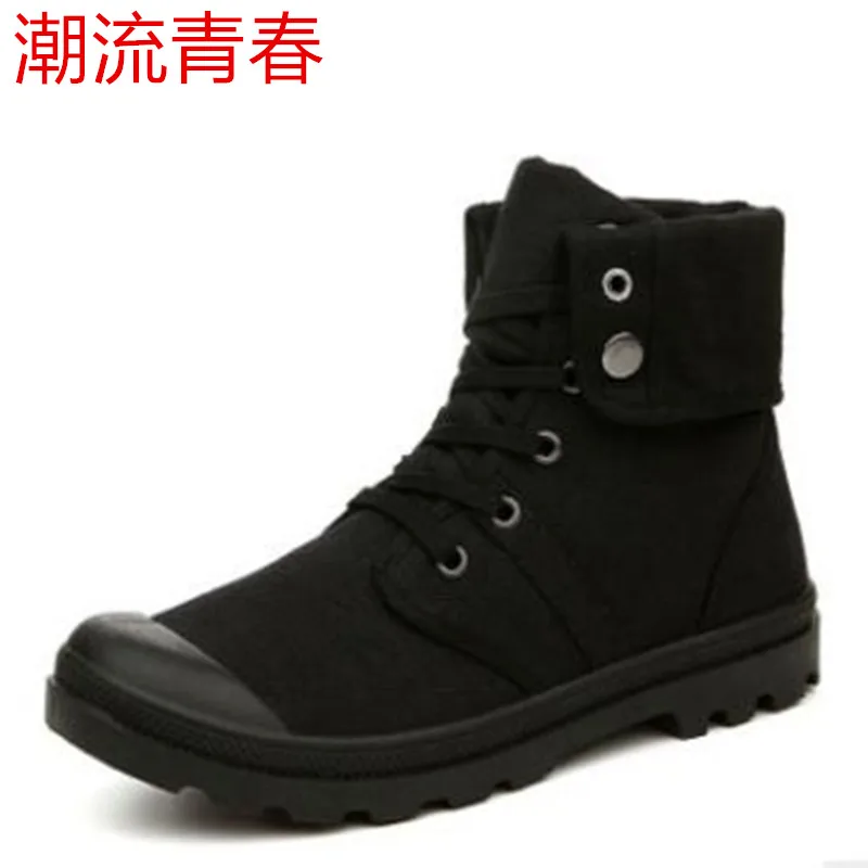 

Autumn Winter Men Canvas Boots Army Combat Style Fashion High-top Military Ankle Boots Men's Shoes Comfortable Sneakers