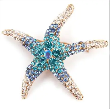 

New style five - pointed star alloy starfish models full of drill brooch wild diamond corsage men and women clothing accessories