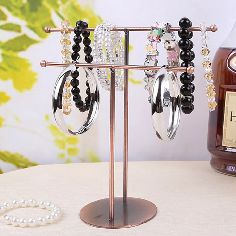 Metal Jewelry Display Earring Bracelet Necklace Organizer Double Row
