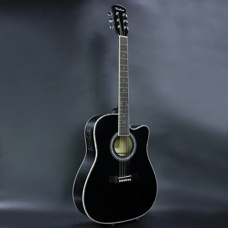 41 inch glossy paint black color Acoustic Guitar Rosewood Fingerboard