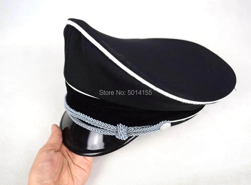 

Replica WW2 German Elite Whipcord Officer Cap Hat Sweat Ring Made Leather