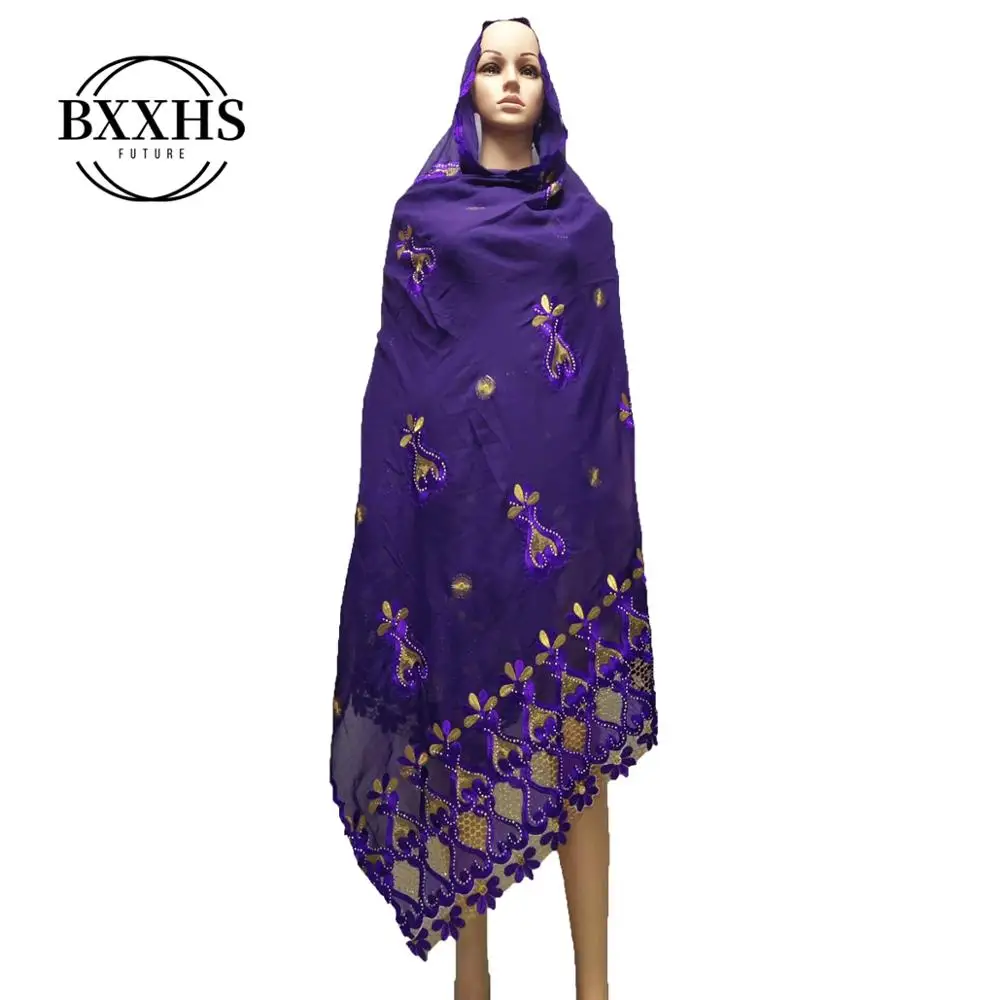 

African scarf, 2019 new Muslim embroidered women's cotton scarf, beautiful and economical，cotton big lady scarf for shawls
