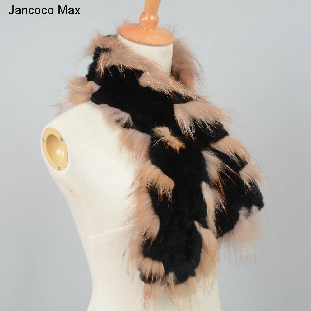 Jancoco Max новое поступление настоящий мех кролика и настоящий Лисий мех шарф женские модные стильные шали Осень Зима Глушитель S7179