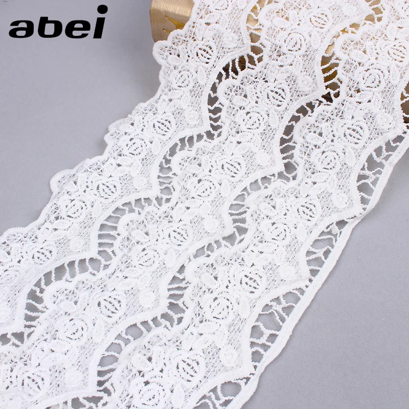 18cm Wide Flower Lace Ribbon Soluble Hollow White lace trims DIY Dress Shirt lace Fabric