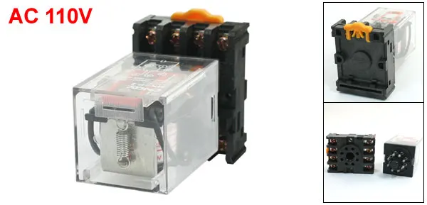 MK2P-I AC 110V Coil 8Pin DPDT Power Relay with Plug-in Terminal Socket
