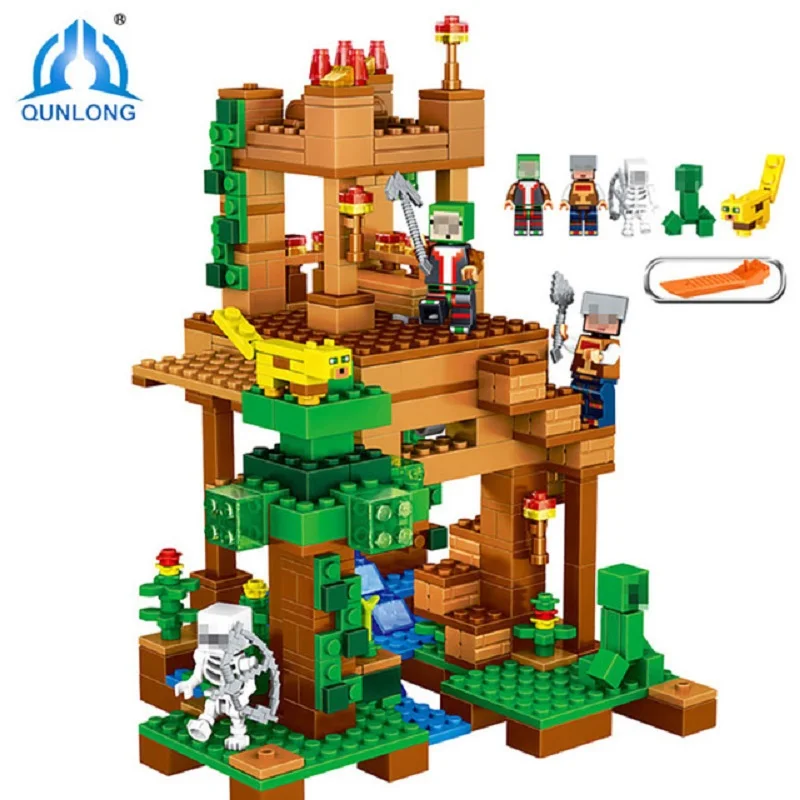 

Qunlong 410Pcs Camilla Farm Village Building Blocks My World Action Figures Compatible Legoings Minecrafted Toys For Children