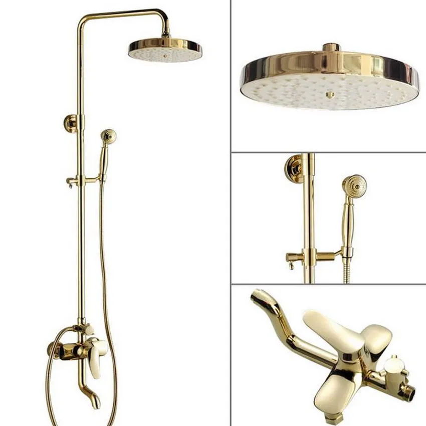 

7.7'' Bath Rain Shower System with the Shower Head & Hand shower Set Rain & Hand Shower & Tub Spout Set (Gold Color Brass)agf305