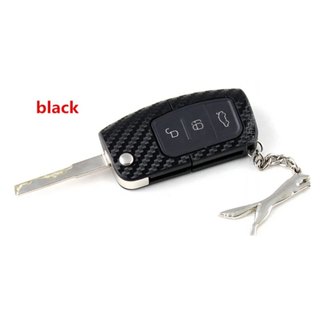Carbon fiber car key sticker cover case for Ford Focus 2 3 2009 To 2012 for Fiesta Ecosport 2012 2013 2014 car styling 2pcs car key cover