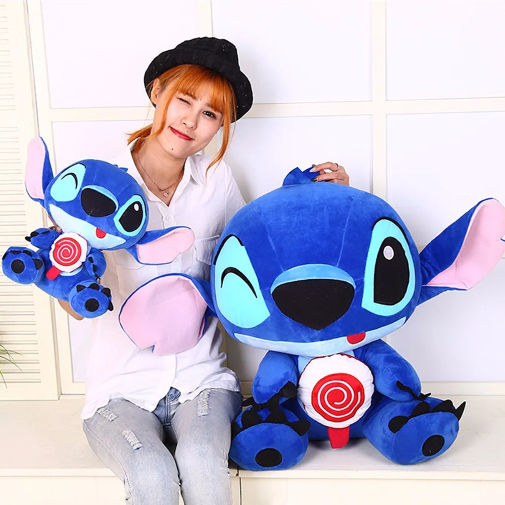 

30/40cm Kawaii Cartoon Holding Candy Lollipop Stitch Stuffed Plush Toy Doll Kid Soft Pillow Creative Girl Baby Gifts Brinquedos