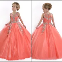 Розничная ; милое платье принцессы для причастия с бисером; оранжевое бальное платье на молнии сзади; Платья с цветочным узором для девочек; коллекция года; пышные платья для девочек