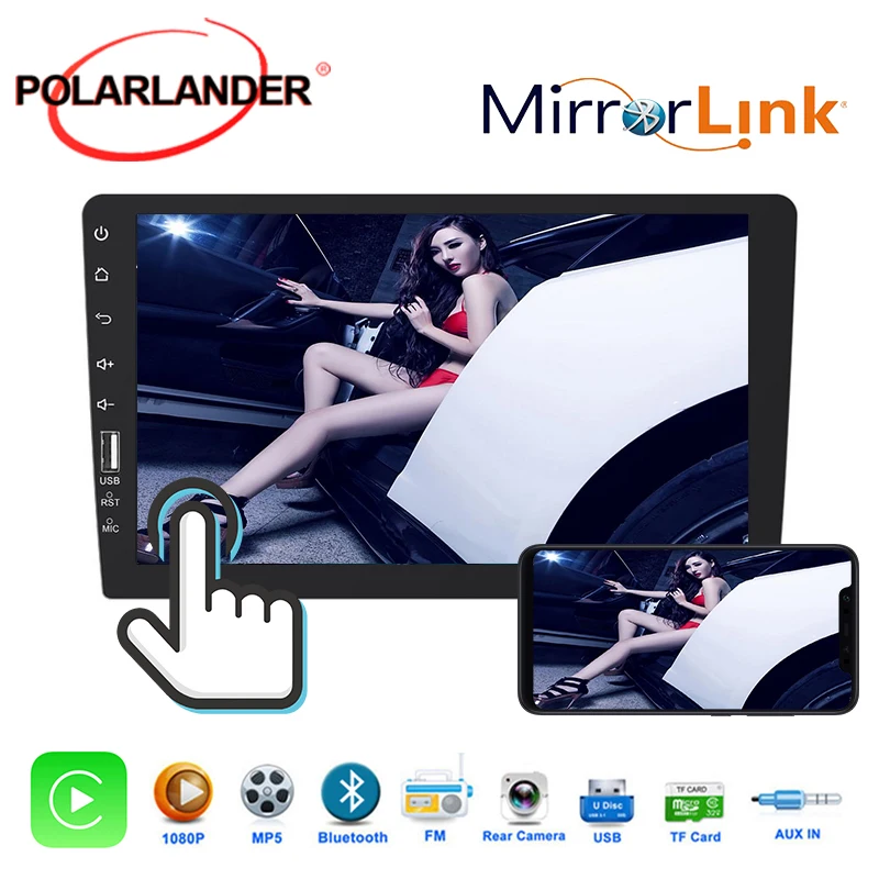 TF card rear view camera input bluetooth car play touch screen clock and date FM 9 inch MP5