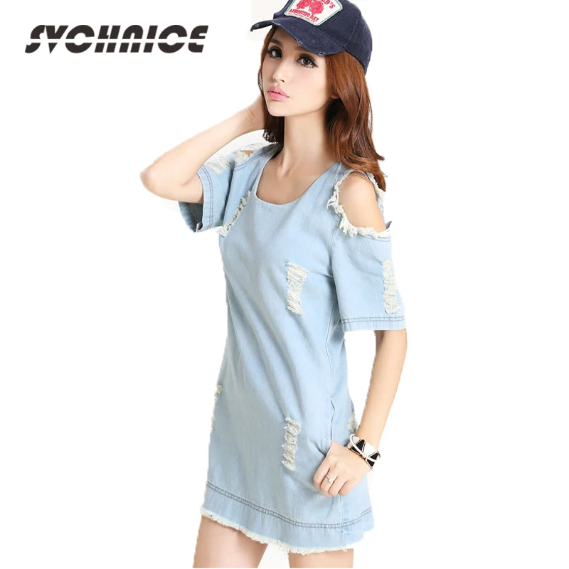 Buy New 2017 O Neck Cute Vintage Denim Dress Women